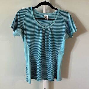 The North Face Teal Striped Athletic Tee